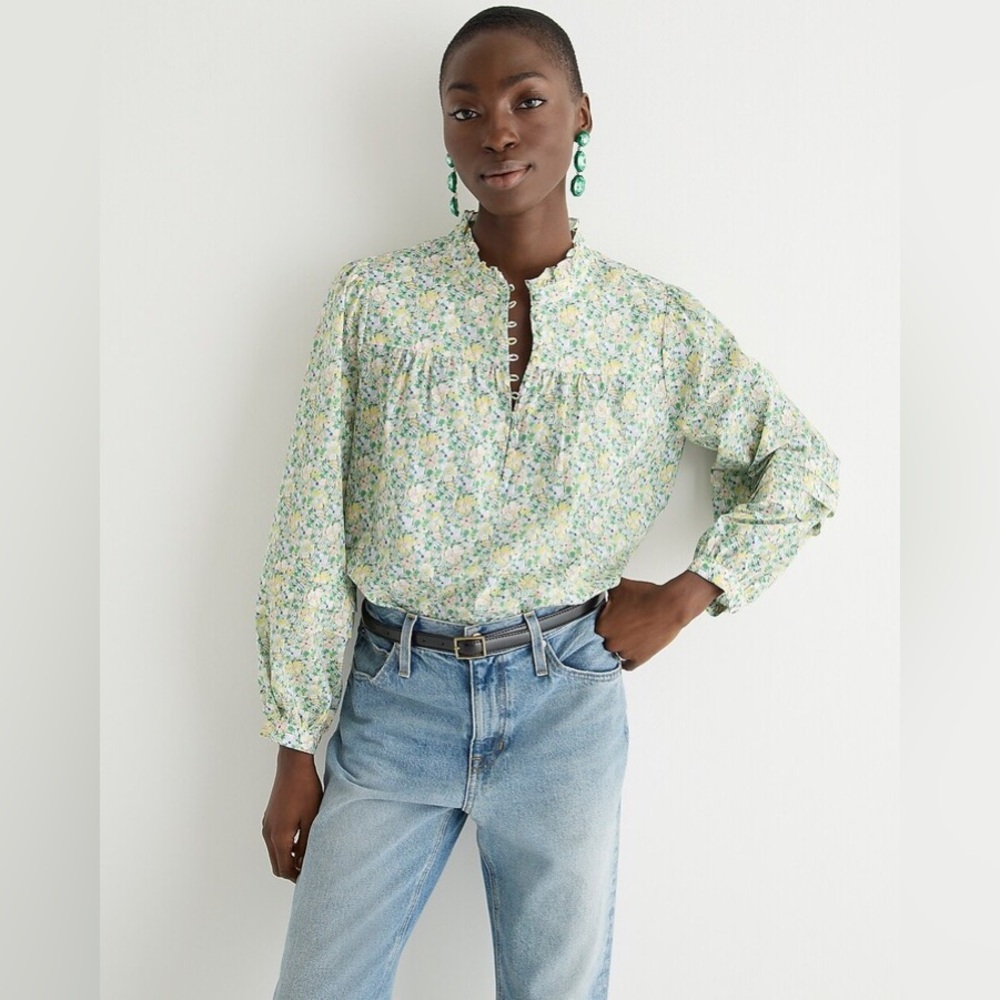 J. Crew Liberty fabric popover blouse (Colour Fields)- NWT, XS
